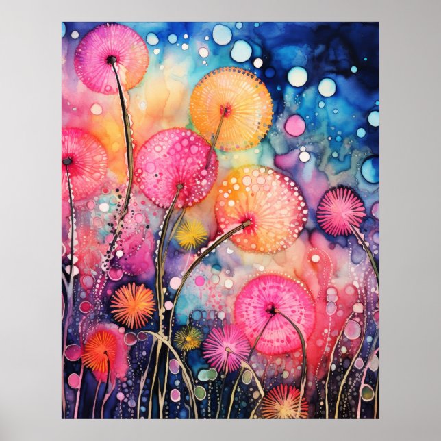 Flowers and Bubbles Poster (Front)