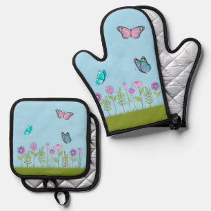 Flowers and Butter Oven Mitt and Pot Holders Oven Mitt & Pot Holder Set
