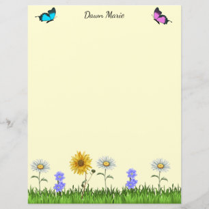 Flowers and Butterflies 8.5 x 11 Stationery