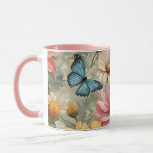 Flowers And Butterflies Art Work Mug