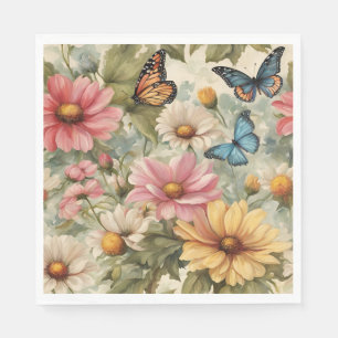Flowers And Butterflies Art Work Paper Napkin