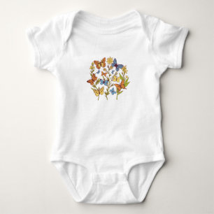 Flowers and Butterflies Baby Bodysuit