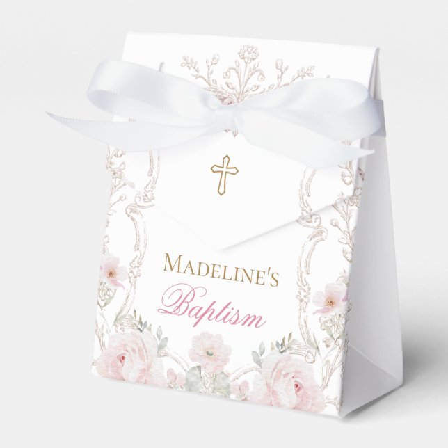  flowers and butterflies Baptism Favour Box (Front Side)