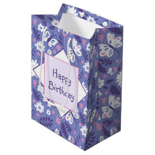 Flowers and Butterflies Birthday Medium Gift Bag