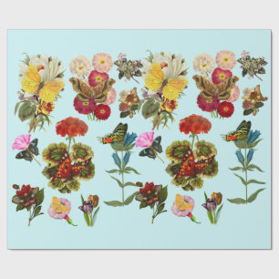 Flowers and butterflies bugs insect plants nature wrapping paper