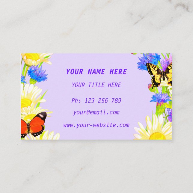 Flowers and Butterflies Business Card (Back)