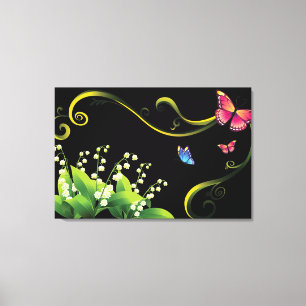 Flowers and Butterflies Canvas Print