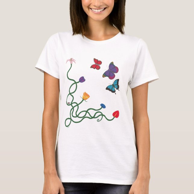 Flowers and Butterflies Front T-Shirt (Front)