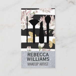 Flowers and Butterflies   Glitter Makeup Set Business Card