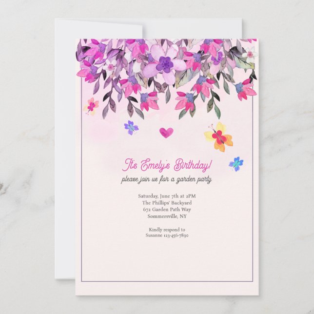 Flowers and Butterflies Invitation (Front)