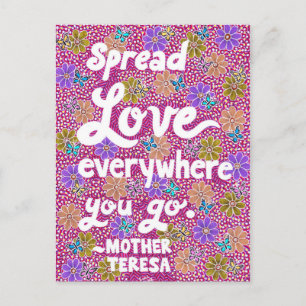 Flowers And Butterflies Love Typography Quote Postcard