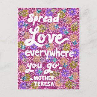 Flowers And Butterflies Love Typography Quote Postcard