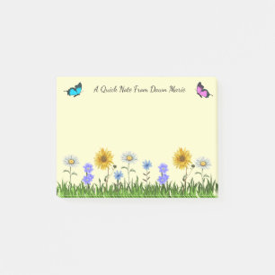 Flowers and Butterflies Personalised 4 x 3  Post-it Notes