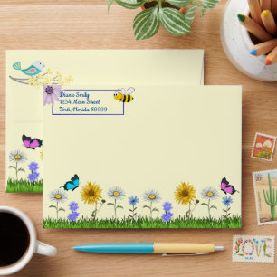Flowers and Butterflies Personalised Envelope