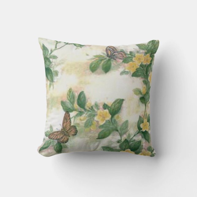 Flowers And Butterflies Reversible Pillow (Front)