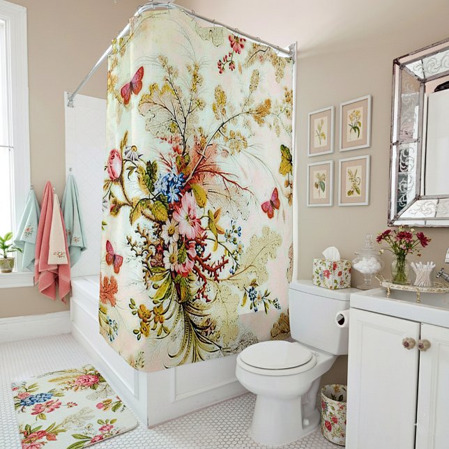 Flowers and butterflies shower curtain (Creator Uploaded)