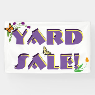 Flowers and Butterflies - Yard Sale Sign Banner