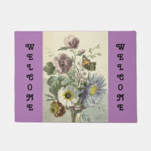 Flowers And Butterfly Door Mat