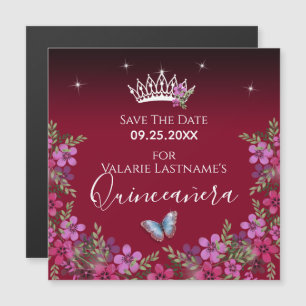 Flowers and Butterfly Quinceanera Save the Date