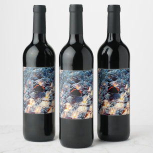 Flowers and butterfly wine label
