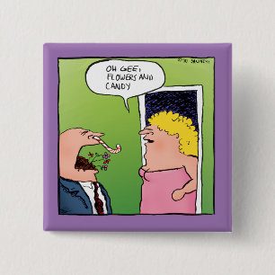 Flowers and Candy Romantic Cartoon 15 Cm Square Badge