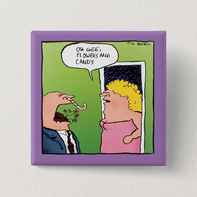 Flowers and Candy Romantic Cartoon 15 Cm Square Badge (Front)