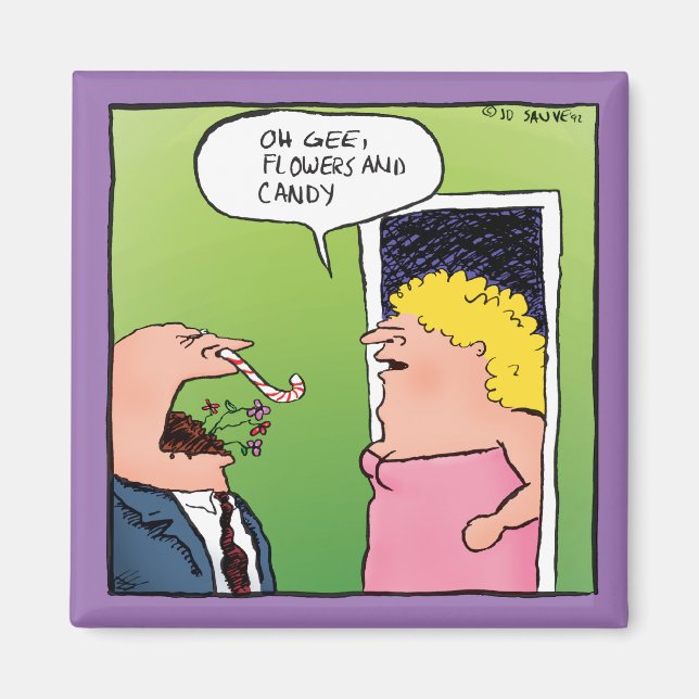 Flowers and Candy Romantic Cartoon Magnet (Front)
