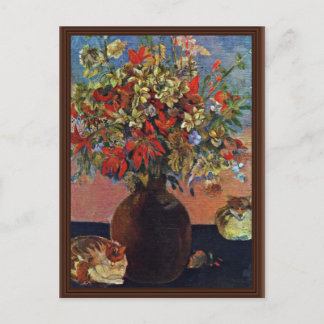 Flowers And Cats By Gauguin Paul (Best Quality) Postcard