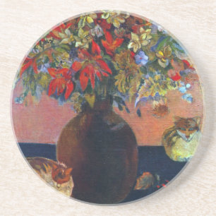 Flowers and Cats by Paul Gauguin, Vintage Fine Art Coaster