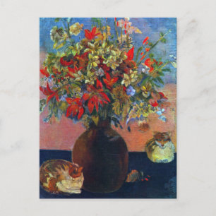 Flowers and Cats by Paul Gauguin, Vintage Fine Art Postcard