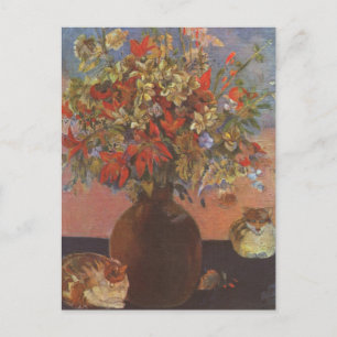 Flowers and cats - Paul Gauguin Postcard