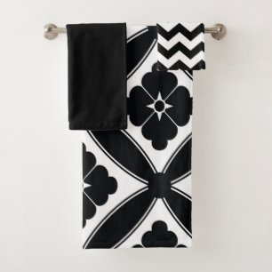 Flowers and Chevron Bath Towel Set