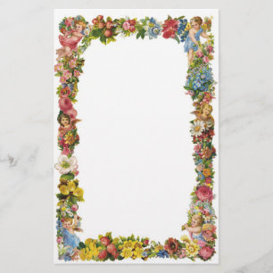 Flowers and Children Victorian Border Stationery