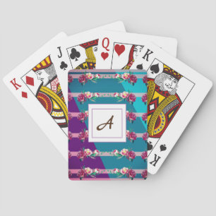 Flowers and Colors Monogram Playing Cards