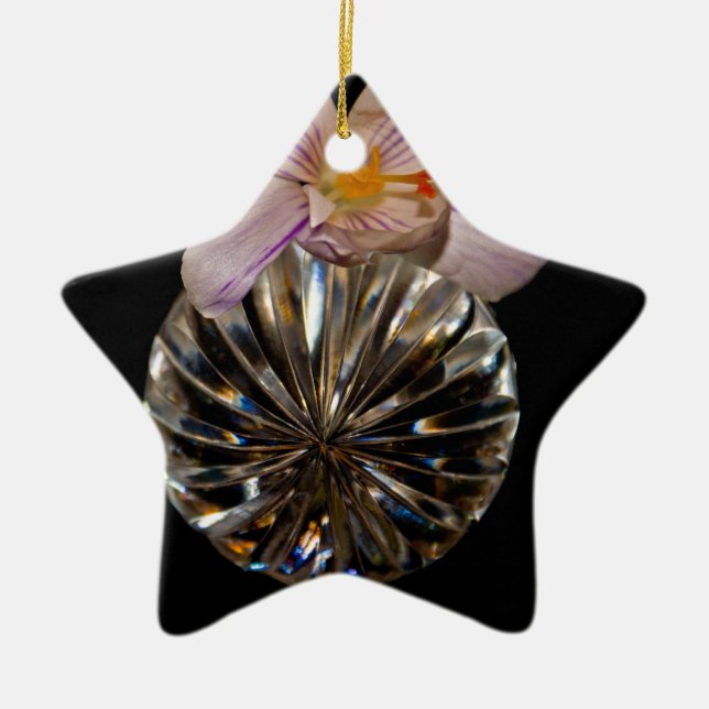 Flowers and Crystal Ceramic Tree Decoration (Front)