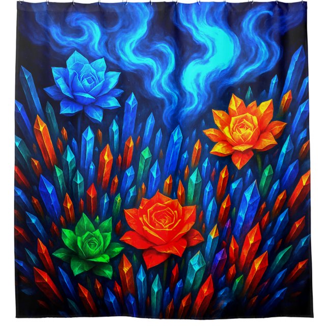 Flowers and Crystals Shower Curtain (Front)