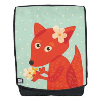 Flowers And Cute Fox Backpack
