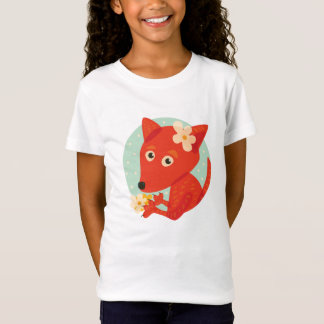 Flowers And Cute Fox Girl T-Shirt