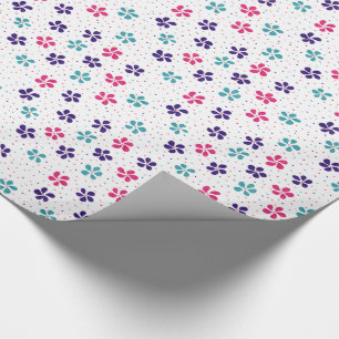 Flowers and Dots Floral Pattern Wrapping Paper