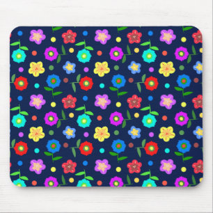 Flowers and Dots Mouse Mat
