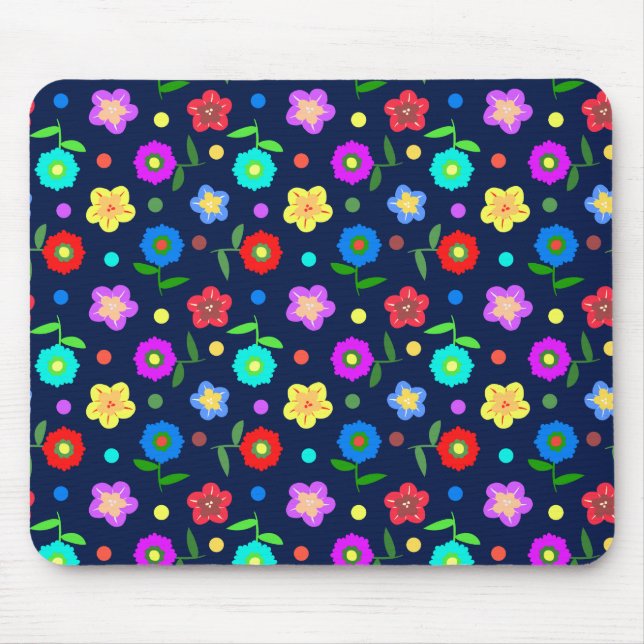 Flowers and Dots Mouse Mat (Front)