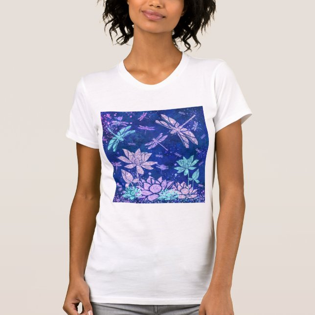Flowers and Dragonflies T-Shirt (Front)