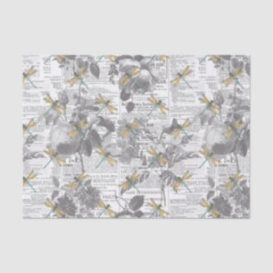 Flowers and Dragonflies Tissue Paper