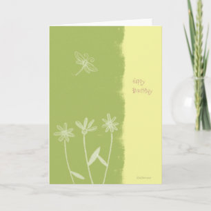 Flowers and Dragonfly Birthday Card