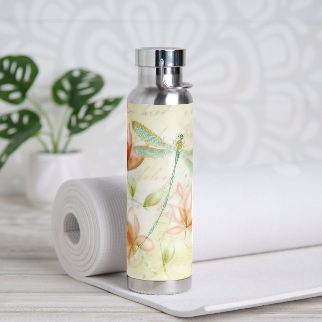 Flowers and dragonfly  water bottle (Yoga)