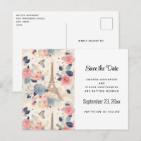 Flowers and Eiffel Tower Paris Pattern