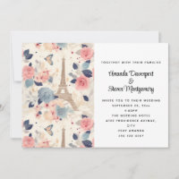 Flowers and Eiffel Tower Paris Pattern Wedding