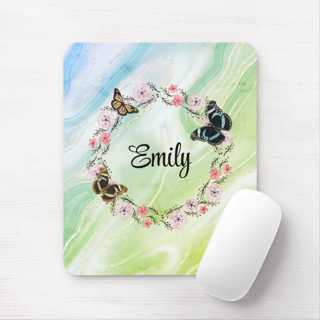  flowers and elegant background mouse mat (With Mouse)