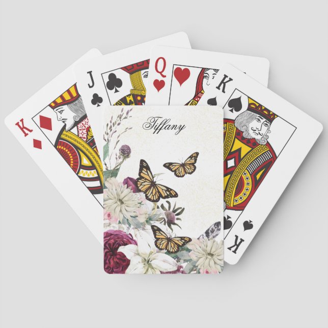  flowers and elegant background playing cards (Back)