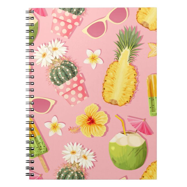 Flowers and exotic fruits vintage seamless pattern notebook (Front)